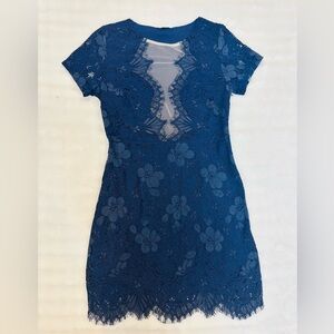 Elegant Blue Lace Dress